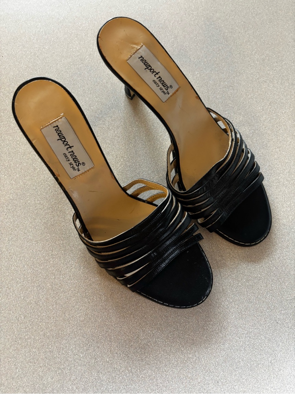 Newport News Black Strappy Kitten Heel Mules - Picture 2 of 9